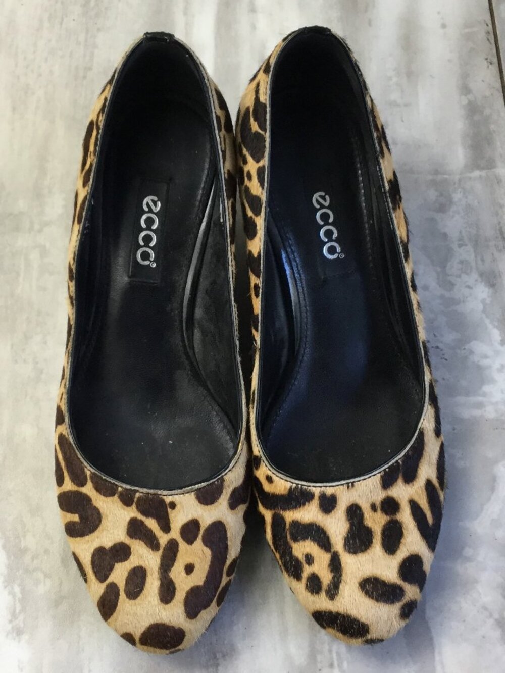 Ecco Leopard Calf Hair Wedge 36